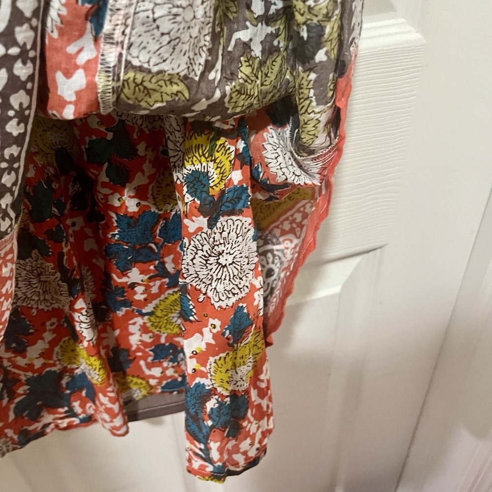 Velve by Graham & Spencer Peasant Dress XS India Floral Puff Sleeve Smocked Boho - Picture 3 of 6